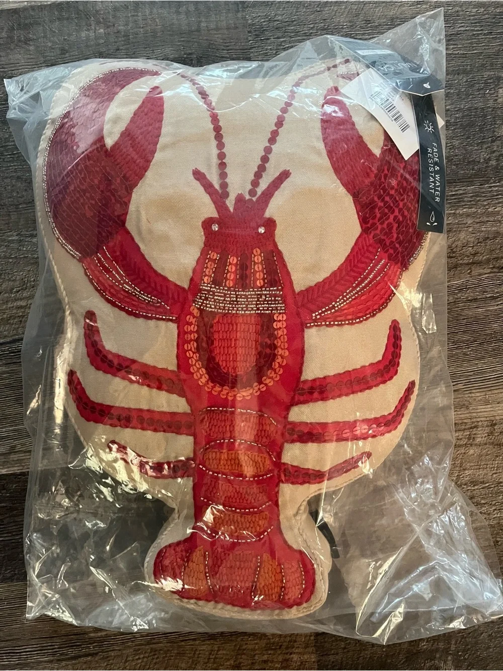 Nautica lobster-shaped decorative throw pillow! Indoor/Outdoor! Fade resistant!
